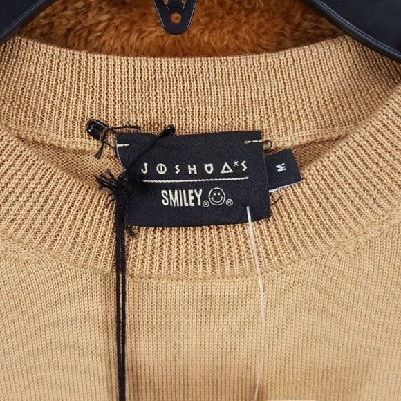 JOSHUA SANDERS Sweater Mens Medium Tan PIXEL Crew Smiley Face 100% Wool $351 - Picture 3 of 9
